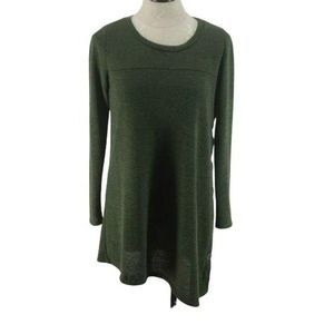 Reborn J Tunic Asymmetrical‎ Long Sleeve Button Accent Green Medium